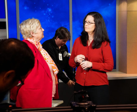 Poppy Northcutt, the first female engineer in mission control, meets a female leader at NASA. Emily Nelson is mission control's deputy chief.