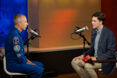 Astronaut Andrew Feustel speaks with robotics student Reed Blanchard about the future possibilities of technology.
