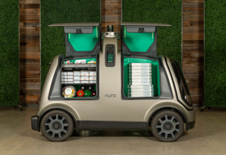Domino's autonomous pizza delivery vehicle is made by robotics company Nuro.