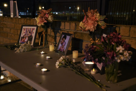 An altar during the vigil in honor of Óscar Alberto Martínez Ramírez and his daughter Valeria in Brownsville, Texas on Sunday, June 30, 2019. The father and daughter’s drowned bodies were found near the area on Monday, June 24, as they attempted to cross to the U.S. to seek asylum.