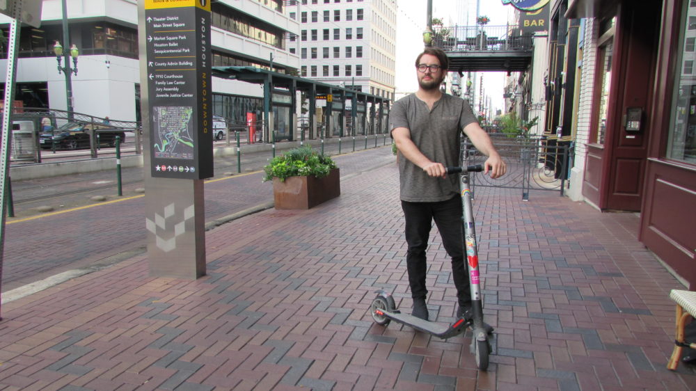 Adam Williams got his scooter about a year ago and uses it for a two-mile commute to work. 