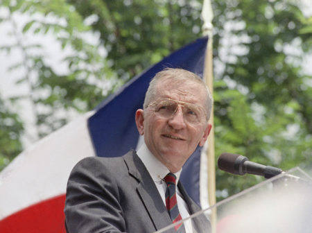 H. Ross Perot in Austin, Texas at  rally in May 1992.   No other information available.   (AP Photo)