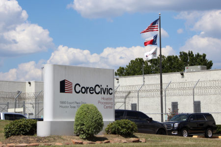 Core Civic Houston Processing Center
Field Office sign and flags
07/25/2019