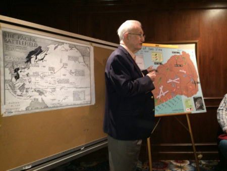 Aubrey Farb with Iwo Jima Maps