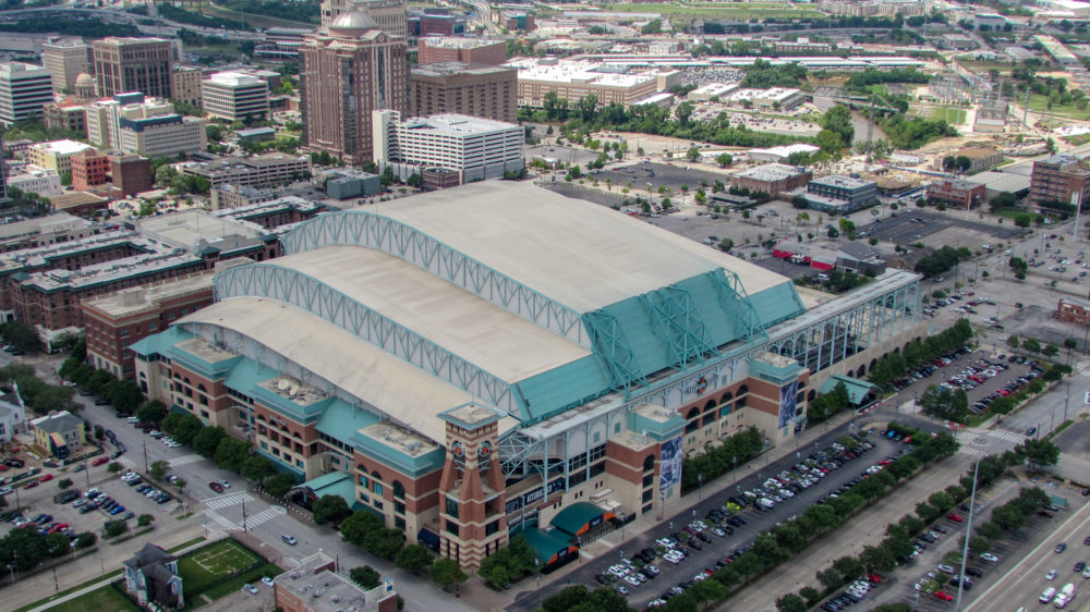 Aerial photo of Minute Maid Park, home of the Houston Astros. 
