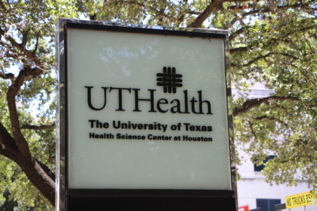 A UTHealth sign at the Texas Medical Center on July 24, 2019.