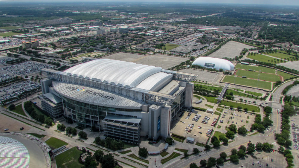 The NRG Stadium, home of the Houston Texans, and the practice facility in the background. 