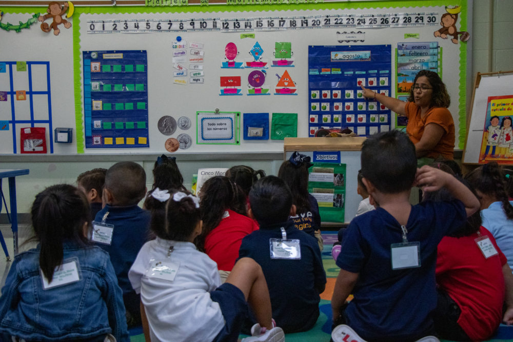 Students gather for a lesson at Neff Early Learning Center in 2019.