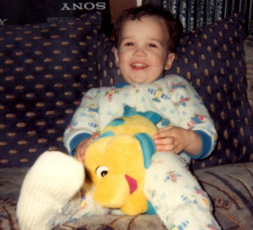 Joshua Zinn with His Stuffed Flounder