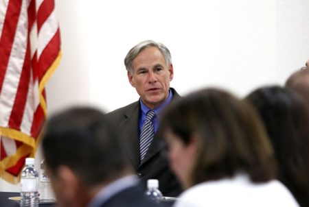 Gov. Greg Abbott meets with El Paso lawmakers on Wednesday, August 6, 2019. Abbott, along with Lt. Gov. Dan Patrick and House Speaker Dennis Bonnen, visited the city in the aftermath of Saturday's shooting that left 22 dead at a local WalMart.