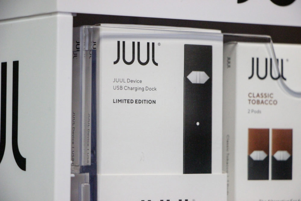 Box for a JUUL, which is one of the most popular vape pens in the country, located at The Vapor Lair on Westheimer Rd. Taken on September 10, 2019. 