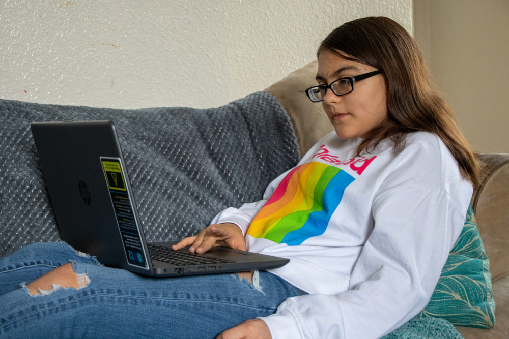Carolinda Acevedo, 13, says she feels more calm and supported at her new online school than at her public school, where she was denied special ed services.