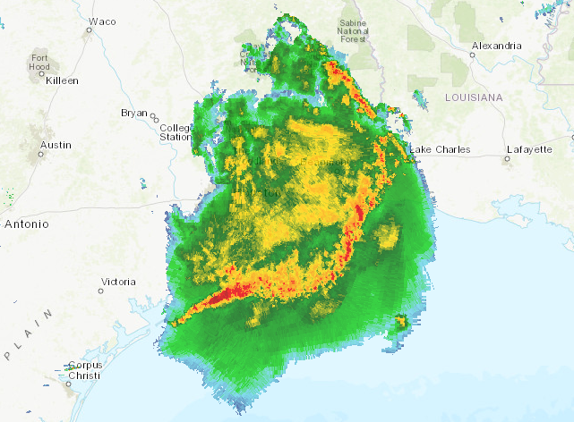 Tropical Depression Imelda moves through southeast Texas at 8:20 Wednesday morning. 