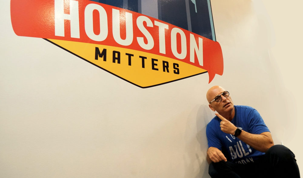 Howie Mandel Posing with the Houston Matters Logo