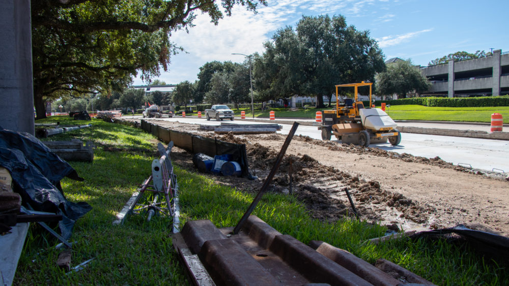 Early road construction efforts within the University of Houston.