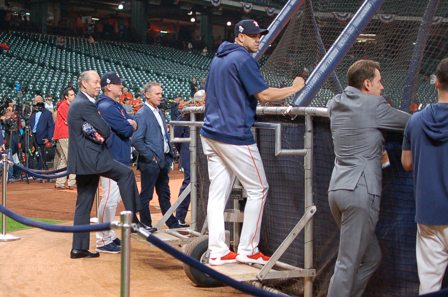 Hall of famer Craig Biggio watches batting practice before a