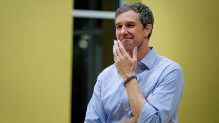 Beto O'Rourke listens at an event discussing gun violence in Newtown, Conn.