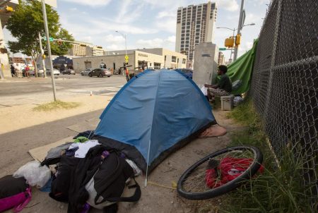 Tents set up near the Austin Resource Center for the Homeless, or ARCH, in downtown Austin on Aug. 2, 2019.