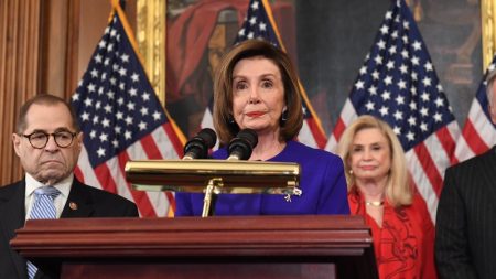House Speaker Nancy Pelosi and the chairs of investigative committees announces the articles of impeachment against President Trump on Tuesday.