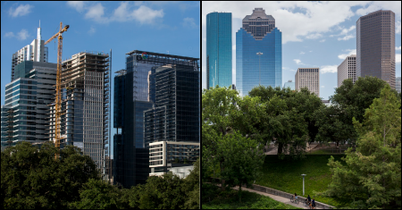 Houston and Austin skylines