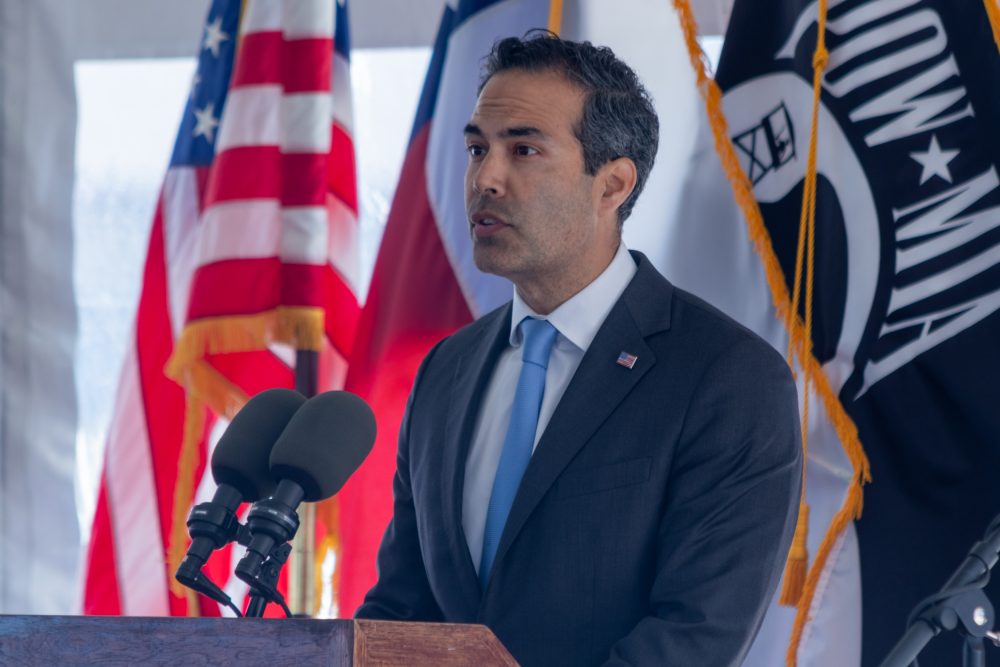 Texas Land Commissioner George P. Bush speaks at the Richard A. Anderson Texas State Veterans Home grand opening ceremony on Feb. 7, 2020.