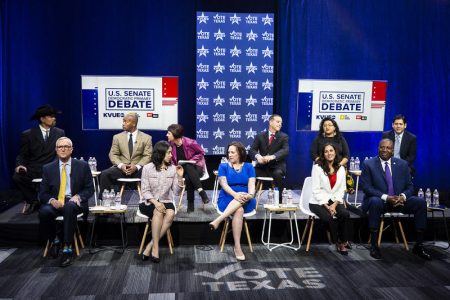 Eleven of 12 candidates hoping to challenge U.S. Sen. John Cornyn took part in a debate last week in Austin. Roughly half of voters either don’t know or do not plan to vote for any of the candidates in that race, according to a new poll.