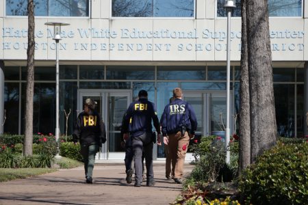 The FBI said it was conducting "court authorized law enforcement activity" at HISD's Hattie Mae White Administration Building Thursday.