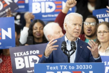 Former Vice President Joe Biden spoke to supporters at a campaign event Monday in Houston.