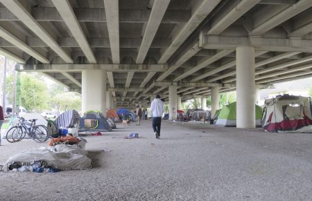 A homeless encampment near downtown Houston in 2017.