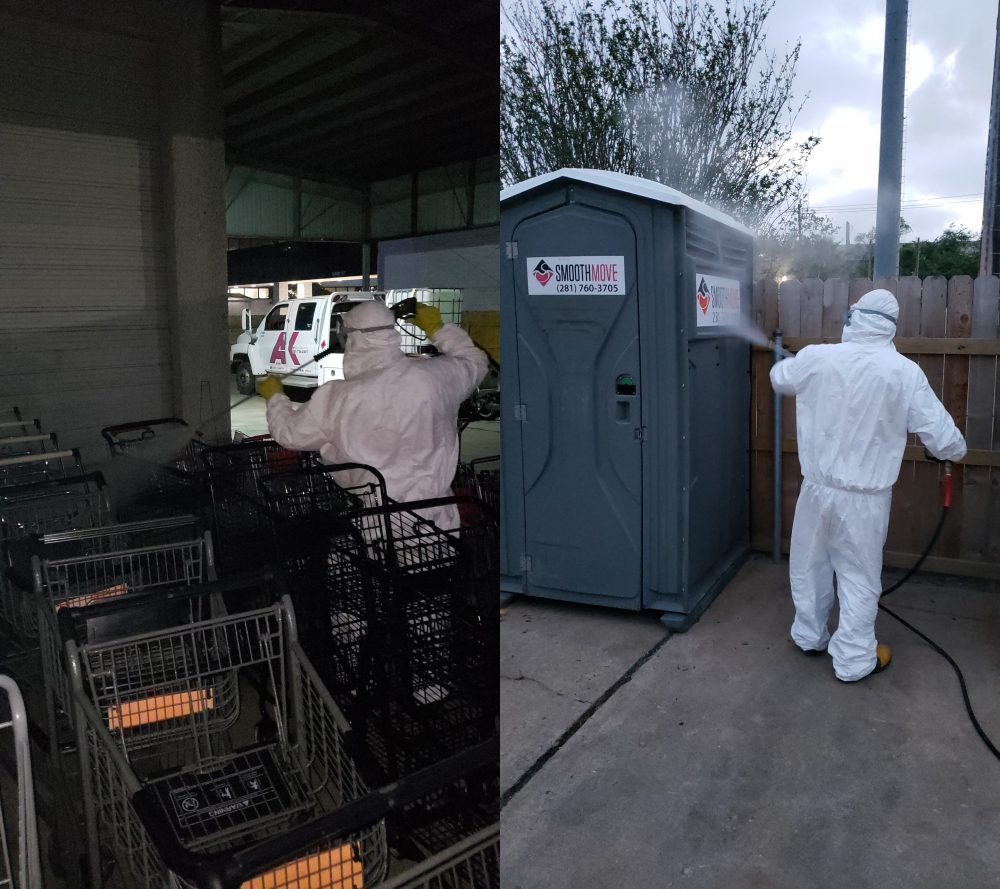 AK Wet Works' disinfectant applicators can clean a range of high-touch surfaces, like grocery carts and Porta Potties.