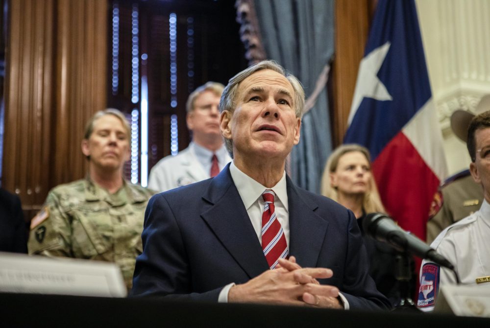 Gov. Greg Abbott declares a statewide emergency amid new cases of COVID-19 in the state on March 13, 2020 at the state capitol. 