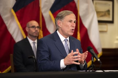 Gov. Greg Abbott announced a strike force in charge of laying steps to re-open the Texas economy at a press conference in the capitol on April 17, 2020.