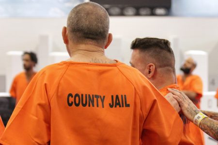People detained inside the Harris County Jail. Taken on July 25, 2019.