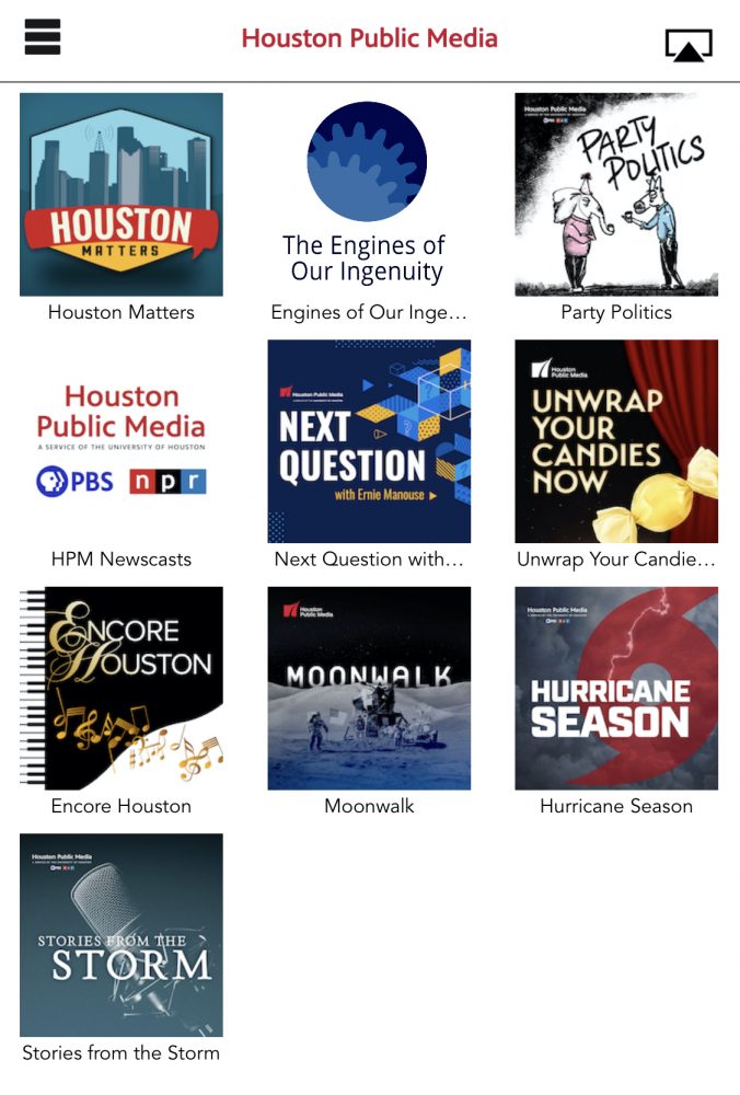Podcasts in the Houston Public Media mobile app