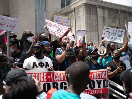 Protesters from Black Lives Matter Houston outside of Houston City Hall on May 29, 2020. Hundreds of people marched in downtown Houston in response to the death of George Floyd at the hands of a Minneapolis police officer.