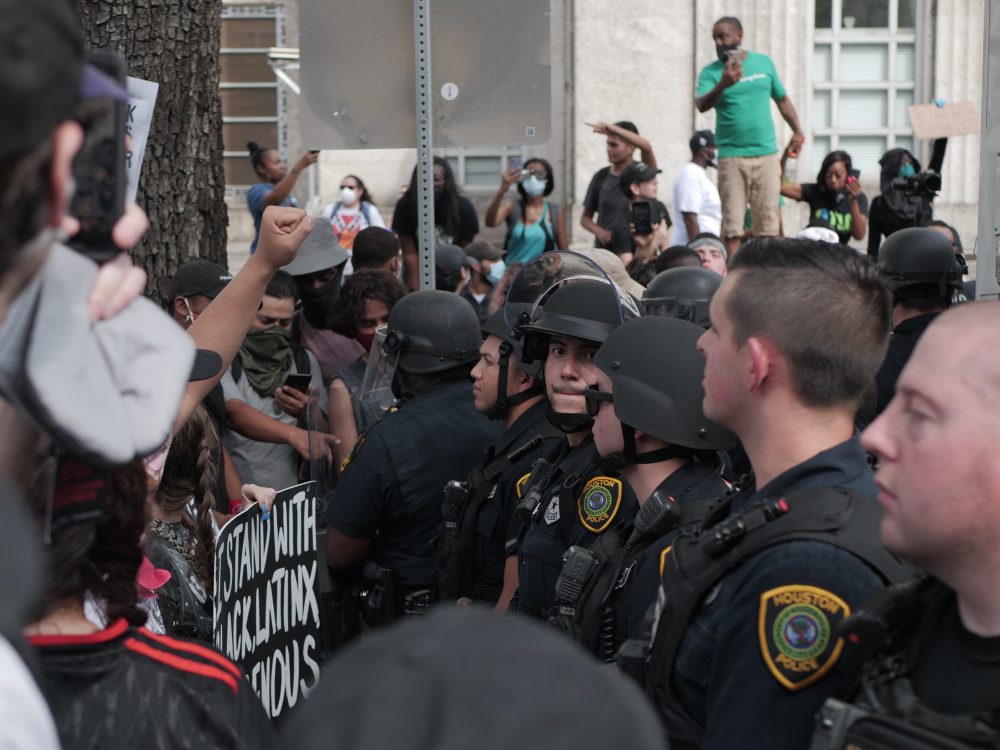 Protesters standoff with police in downtown Houston on Friday, May 29, 2020. People across the country protested the death of George Floyd at the hands of Minneapolis police.