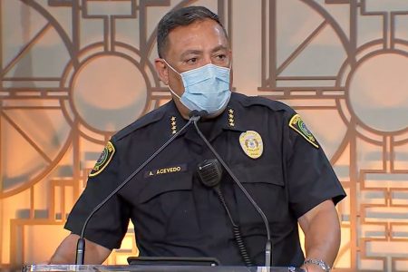 Houston Police Chief Art Acevedo at a press conference in May. Acevedo said there would be an increased police presence in Houston as protests over the death of George Floyd entered day two.