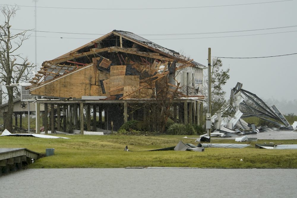 A damaged home is shown Friday, Aug. 28, 2020, in Hackberry, La., after Hurricane Laura move through the area Thursday.