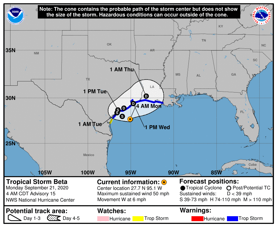 Tropical Storm Beta Forecast To Make Landfall Monday – Houston Public Media