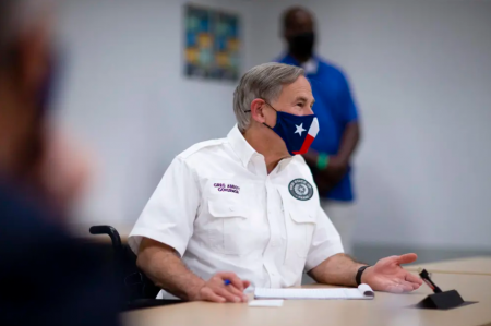 Gov. Greg Abbott met with local leaders in El Paso to discuss the coronavirus situation in the city and state last month. At a campaign event in Dallas on Thursday, Abbott proposed legislative changes that would enhance some criminal penalties for offenses at protests.