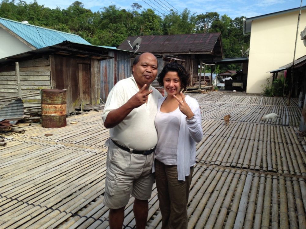 Lina Hidalgo interviewing in a village in Sarawak.