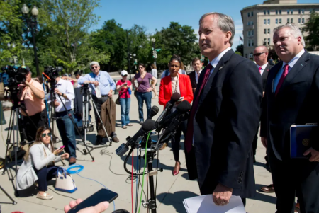 Texas Attorney General Ken Paxton hold a press conference in front of the Supreme Court on Thursday, June 9, 2016.