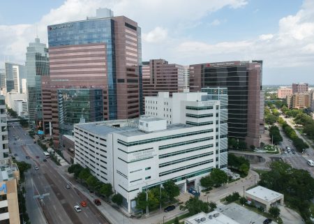 A drone shot of the Texas Medical Center, on Aug. 28, 2020.