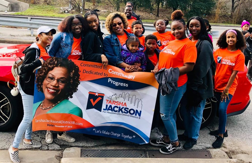 Tarsha Jackson, who is running for Houston City Council District B, is a longtime criminal justice organizer and vocally supported her opponent Cynthia Bailey in her fight to remain on the ballot despite having been convicted of a felony in the past.