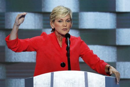 FILE - In this July 28, 2016, file photo, former Michigan Gov. Jennifer Granholm speaks during the final day of the Democratic National Convention in Philadelphia. Biden is expected to pick Granholm as energy secretary.  (AP Photo/J. Scott Applewhite, File)