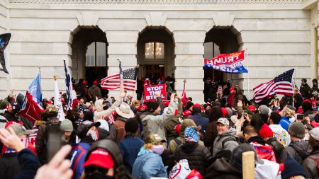 A pro-Trump mob floods into the U.S. Capitol on Jan. 6.