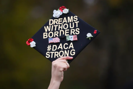 Supporters of the Deferred Action for Childhood Arrivals program gathered in Washington, D.C., in 2019 as the U.S. Supreme Court heard arguments on whether the 2017 Trump administration decision to end DACA was lawful.
