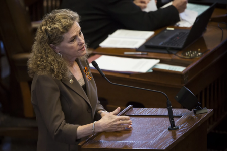 State Rep. Donna Howard speaks in the Texas House chamber.