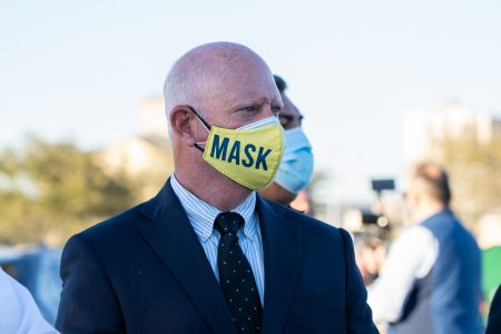 Houston Health Authority David Persse at the unveiling of FEMA's vaccine supersite at NRG Park on Feb. 22, 2021.