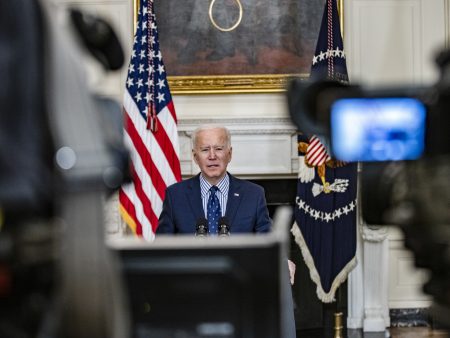 President Biden speaks from the State Dining Room of the White House on Saturday, following the Senate's passage of his COVID-19 relief package by a 50-49 vote.